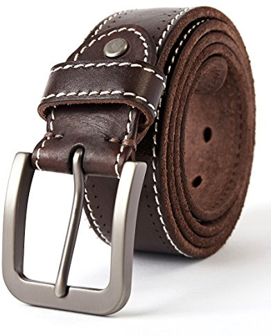 3ZHIYI Vintage Cinturón de piel de búfalo cuero 38 mm de ancho y aprox 4 mm de grueso, cinturón de los pantalones vaqueros de la prima para el ocio