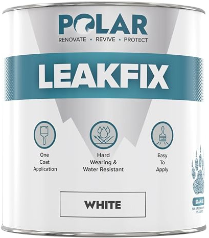 Polar Leak Seal Paint - Waterproof Roof Sealant for Leaks & Cracks - Seals and Protects Roofs, Gutters, & Drainpipes from UV Damage - Easy One Coat Application - White - 500ml