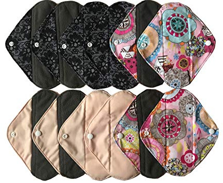 MUMBABY 12 st 20 cm trosa kol bambu mammatyg/menstruationskuddar / återanvändbara sanitära dynor