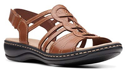 Clarks womens Leisa Janna Sandal, Tan Leather, 9 US