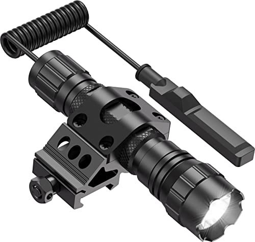 Feyachi LED Torches, Hunting Torch 1200 Lumens Tactical Flashlight with Picatinny Rails Mount Included Pressure Switch, Waterproof Small Flashlight for Outdoor Hiking Camping