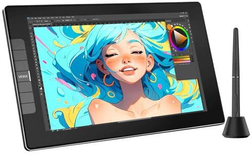 Grafiktablett mit Display,VEIKK VK1200V2 11,6 Zoll Zeichentablett mit Display mit 120% sRGB Bildschirm,IPS Full HD Screen,6 Shortcut-Tasten und Batterie-freiem Stylus, Kompatibel mit Linux/Windows/Mac