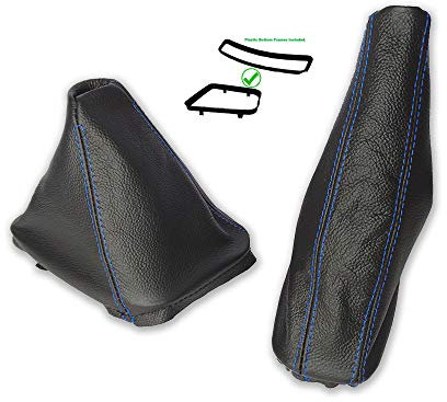 The Tuning-Shop Ltd Schaltsack Handbremsmanschette + Rahmen kompatibel mit BMW 3er E36 1991-1999 Leder Blaue Naht