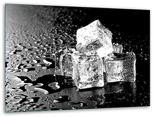 TMK ArtDeko, Tabla de cortar universal de cristal – Tabla de cocina 40 x 30 cm con diseño de hielo placa de corte placa de cocina decorativa de cristal