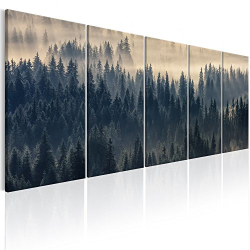 murando Cuadro Acústico Bosque Paisaje 150x60 cm espuma acústica absorbe el sonido aislamiento lienzo de 5 piezas Impresión Artística Decoración de Pared Naturaleza c-B-0292-b-m