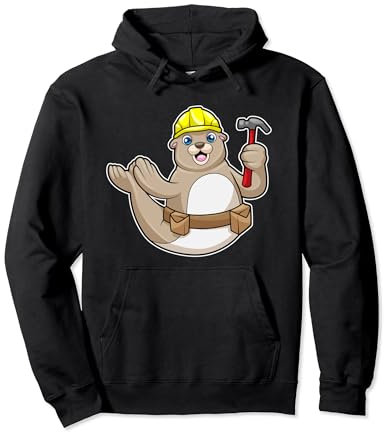 Seehund Zimmermann Hammer Handwerk Pullover Hoodie
