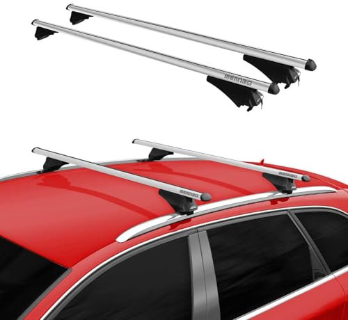 Menabo Dachträger Grundtäger kompatibel mit Suzuki SX4 S-Cross 2013-2021 Aluminium 75kg Silber 2tlg Geschlossene Reling kompatibel mit Fahrradträger, Dachboxen, Skiträger Abschließbar