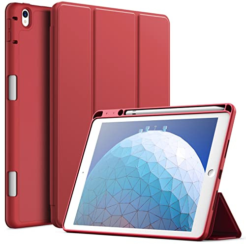 JETech Coque pour iPad Pro 10,5, iPad Air 3e Gén 2019, Rouge | Pour iPad Pro 10,5 2017, iPad Air 2019 Modèle, TPU Souple, Porte-Pencil, Support 3 Volets, Étui Housse Design Léger Antichoc