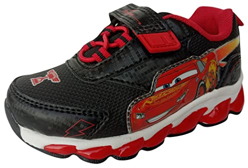 Disney Boy's Lightning McQueen Cars Light Up Sneakers (Black, Numeric_6)