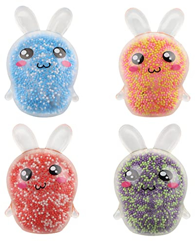 Antistressball Hillylolly 4 Stück Hase Antistressball Kinder Erwachsene, Stressball Kneten, Knetball für Hände Therapie, Weich Stressbälle, Knautschball, Quetschball, Fidget Toys Angst und Stressabbau