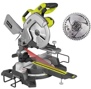 Pack RYOBI Scie à onglet radiale électrique EMS254L - 2000W - 254mm - lame carbure - SB254T48A1