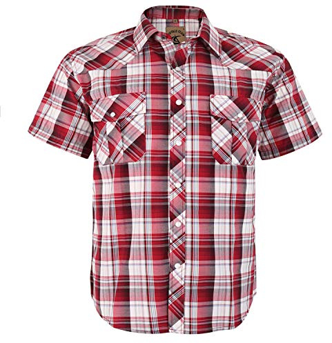 Coevals Club Chemise Hommes Manches Courtes Décontractée Western Cowboy Pearl Snap Short Sleeve Casual Two Pockets Button Up Shirts Regular Fit