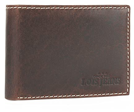 Lois - Cartera de Piel para Hombre - Cartera Hombre Piel con y Tarjetero, diseño Slim, Cuero auténtico, Regalo Elegante. Proteccion RFID, Marron