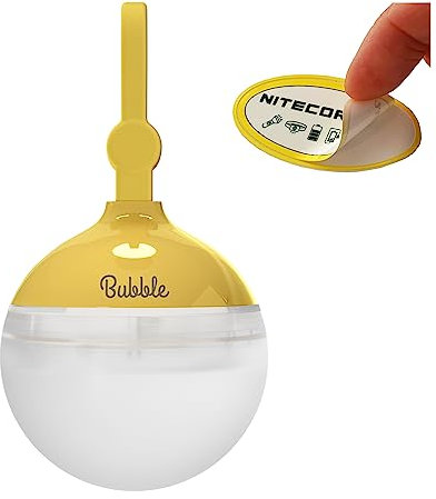 NITECORE Bubble Camping LED Laterne, 100 Lumen Hell Tragbar Leicht Stilvolle Zeltlampe Hurrikan Stromausfall Outdoor Notlicht mit Nitecore Aufkleber (Gelb)