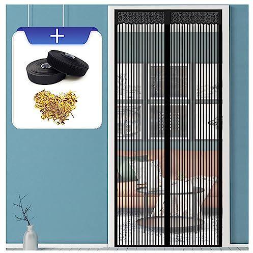 VVLXRIC Tür Insektenschutz Vorhang Mit Magnet Mit Klettverschluss Terassentür Fliegengitter Dauerhafte Innovation Insektenschutzrollo Tür Ideal für Die Balkontür Terrassentür,70×200cm