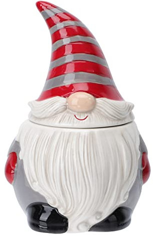 Biscottiera Divertente 1 Pz Piatti di Caramelle di Natale in Ceramica con Coperchi Contenitore di Farina di Vetro Decorativo Barattoli di Biscotti di Natale Gnomo Conservazione degli Alimenti Gnomo Ma