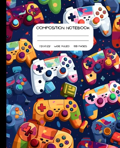 Composition Notebook: Gamer Notebook Journal - Wide Ruled Video Game Controller Aesthetic for Boys, Girls, Teens, & Kids - 7.5 in x 9.25 in - 108 Pages