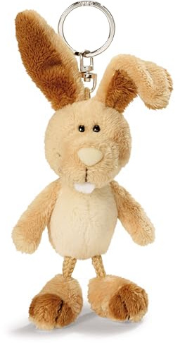NICI Key holder rabbit 10cm brown - Soft toy companion cuddly animal pendant with metal ring to hang on keys, cord, bag, and more