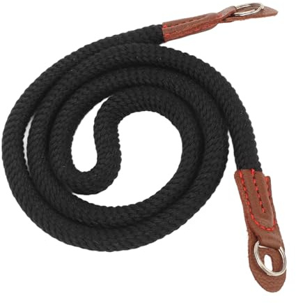 Tracolla per Fotocamera Cavo in CotoneMontaggio Universale per Fotocamere DSLR MFT Compatte, Lunghezza 100 Cm, Opzioni Multi-indossabili, Design a Corda Tonda (BLACK)