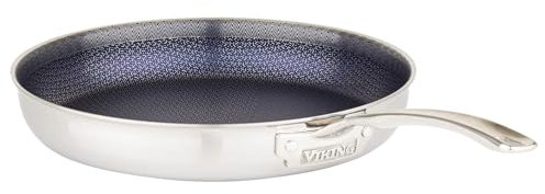 Viking Poêle à frire antiadhésive à 3 plis, 30,5 cm, hybride Plus, batterie de cuisine en acier inoxydable, argent