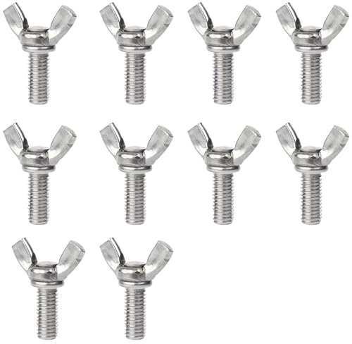 Leliafleury 10Pcs Butterfly Wing Screws M4 x 25mm Stainless Steel Wing Bolt Hand Twist Tighten Fasteners for DIY Tools Machinery Electronic Equipment