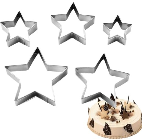 Lot de 5 emporte-pièces en forme d'étoile, moules à fondant pour fête prénatale, moules à biscuits en forme d'étoile en métal, moule à sandwichs, moule à biscuits pour les fêtes de fin d'année
