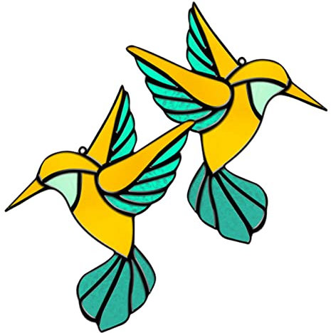 ORFOFE 2stücke Hummingbird Fensterdeko Mit Jute-Schnur Farbige Hängende Ornamente Für Garten Und Wohnräume Lichtfänger Dekoration