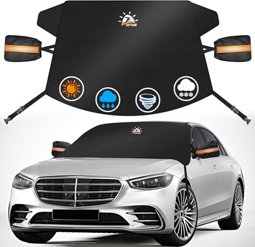 Zettum Cubierta para Parabrisas Frontal, Protección contra el Hielo para Coche 600D PU Cubierta de Parabrisas, Impermeable Parasol Coche Delantero, Funda Parabrisa Delantero (175 x 125 cm)