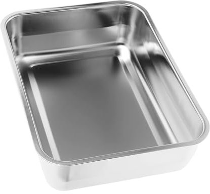 CATIEBYE Stainless Steel Roasting Large Serving Tray Dishes Platter Lightweight Food Roasting Pan