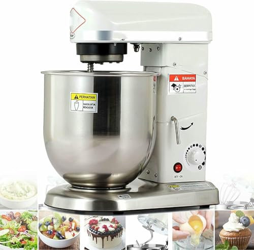 Commercial Electric Food Mixer with Dough Hook, Kitchen Stainless Steel Stand Mixer, Pizza Bakery Multifunction Blender for Bread, Cake
