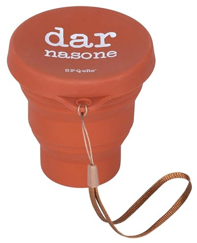 Villa d'Este Home Tivoli 1996 Bicchiere pieghevole con coperchio 200 ml, in silicone, ruggine con scritta, S.P.Q.eRe