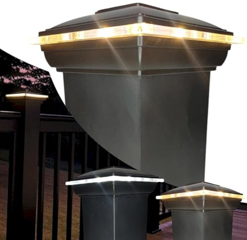 DekLights® Solar Lighted Post Cap for Timbertech 4x4 Posts. Our Glass Edge Style Lens. Molded top with Genuine Timbertech Base Mount. Warm or Bright White LED Selectable (Black (All))