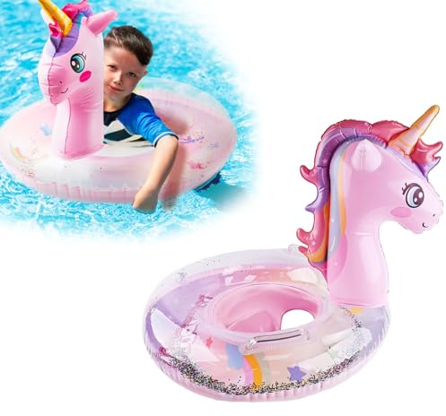 Schwimmring Baby – Aufblasbarer Baby Schwimmring mit Griffen, Cartoon-Design Schwimmring ab 1 Jahr, Aufblasbare Kinder Schwimmreifen für Strand, Pool & Badewanne, Tragbar & Sicheres Wasserspielzeug
