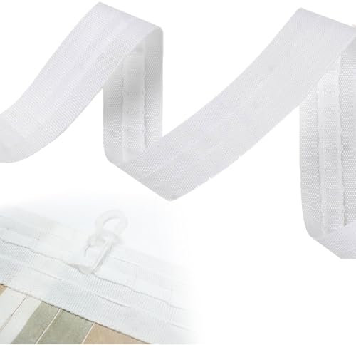 AONAYO KräUselband Gardinen,28 M * 2,5 cm Gardinenband,Weiß KräUselband,Allzweck-NäHen Gardinenband Zum AufnäHen,Gardinen KräUselband,KräUselband Zum AufbüGeln,Gardinenkopfband FüR Gardinenhaken