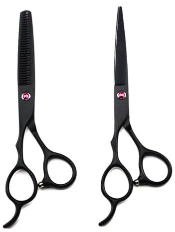 Haarschneideschere, 6 Zoll, Professionelle Jp 440C Linkshänder-Schere, Schwarze Haarschere, Haarschnitt, Effilierschere, Friseurscheren-Set