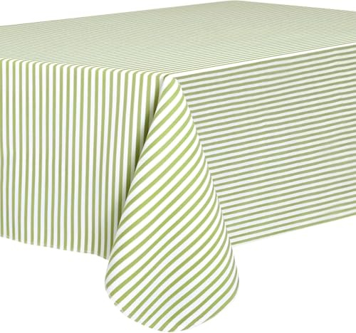 Weldomcor Wipe Clean Tablecloth Wipeable Vinyl Waterproof & Oil-Proof Table Cover with Flannel Backing Rectangular Table Cloth for Kitchen Party Picnic Garden Outdoor Indoor (Stripe, 152x213 cm)