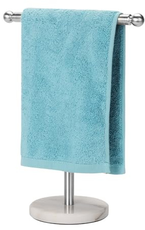 Wismay Hand Towel Holder Stand, Fingertip Towel Rack with Heavy Marble Base, Accessories Jewelry Stand (Brushed Nickel)