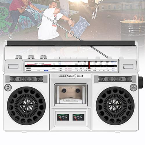 Boombox portatile classico retrò lettore CD con radio AM/FM e registratore a cassette, supporta ingresso SD/USB per riunioni di famiglia e viaggi