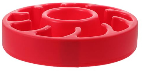 BAZEITFLOW Pet Dog Slow Feed Bowl, Pp Slow Feeder Bowl for Puppy, Wear Resistant, Easy to Clean, Waterproof, Travel Use, Red