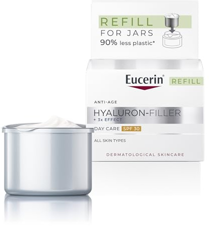 Eucerin Hyaluron-Filler +3x Effect Day SPF 30 Refill 50ml, Anti-Wrinkle Day Cream to Reduce Wrinkles and Fine Lines, Hydrating Triple-Effect Anti-Ageing Moisturiser with Hyaluronic Acid