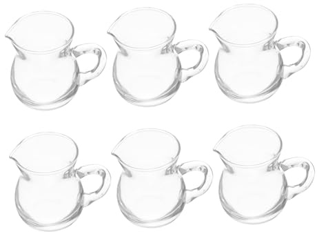 OUNONA Brocchetta in Vetro da 100ml per Latte e Sciroppo, Set da 6 Pezzi, Beccuccio di Precisione e Facile da Pulire, per Casa e Ufficio