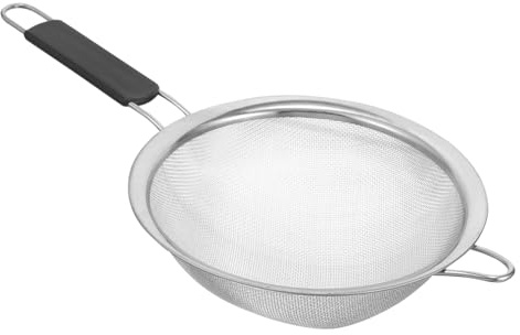 ZUNOXAZ Colador de Malla Fina de Acero Inoxidable con Mango de Plástico y Orificio para Colgar Grande para Cocina Filtrado de Aceite y Alimentos