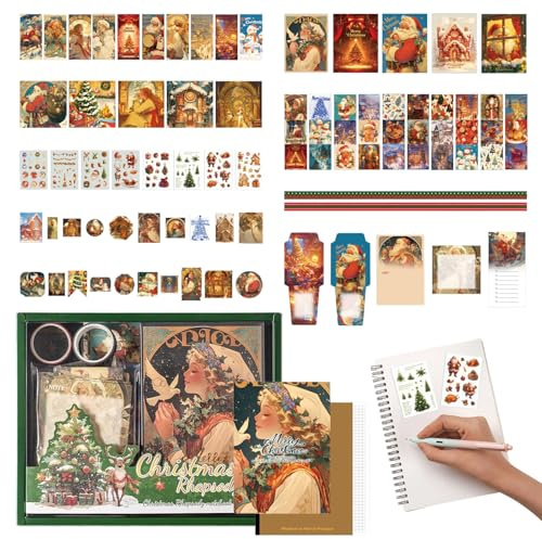 Weihnachtsaufkleber für Album mit Notizbuch, Themenaufkleber für Weihnachten, mit Haftnotizen, Set für Weihnachten, für, zum Dekorieren von Haus, Telefon, Tasse