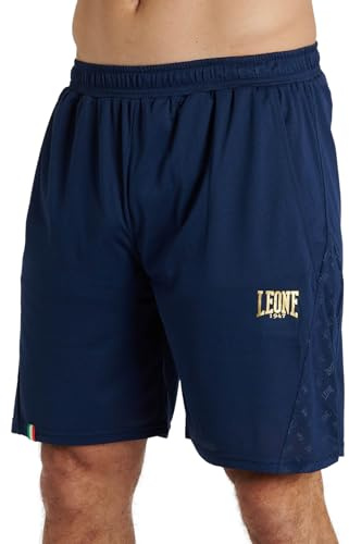LEONE 1947 Pantaloncini Sportivi Uomo Dna – Shorts Allenamento Palestra, Fitness, Combat Sports Blu/L - ABX726