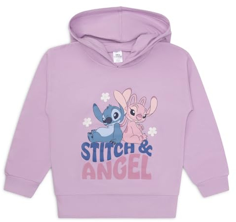 Disney Lilo & Stitch Girls Hoodie | Stitch and Angel Cotton Hooded Jumper | Stitch Gift For Girls | Ages 5 to 12 Years Old