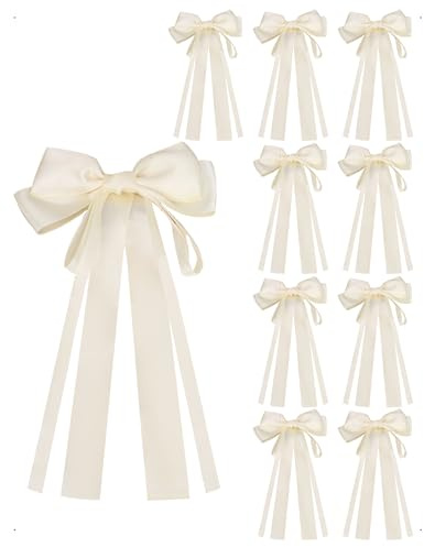 SanKristo 10 Pièces Noeud Double Satin Voiture Mariage, Décoration Nœuds Cadeau Emballage Cadeaux, Bricolage, Sapin de Noël, Décoration de Mariage, Déco de Table, Beige