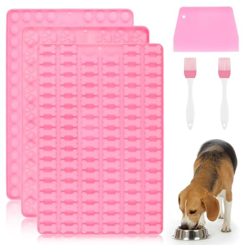 Silikon Backmatte Hundekekse, Antihaftend DIY Backform Haustier Snacks | Für Hundeleckerlies Backmatten Kekse Schokolade, Mit Knochenform Klauenform Halbkugel Backpinsel Bürsten Und Teigmesser