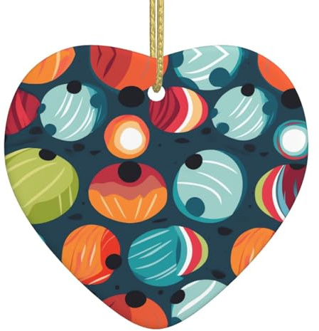 Adornos navideños de cerámica con forma de amor, bolas de bolos, accesorios para árbol de Navidad, para centros comerciales, ventanas y oficinas