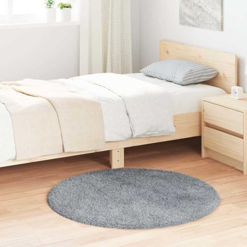 Tonture NAVARRA Alfombra de pelo largo, redonda, gris claro, 100 x 100 cm, poliéster, Flokati suave para sala de estar, dormitorio, revestimiento de suelo de fácil cuidado para decoración de
