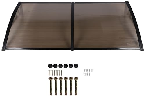 Haofy Fönstermarkis Vindtät Solskyddstak för Trädgård Utomhus, Robust PC-panelstruktur, Bra i Skuggning för Uteplats, Brun Färg (200 cm / 78,74 tum)